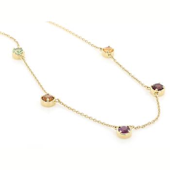 Multi-Garnet Station Necklace In 18K Gold Over Sterling Silver 1.22ctw