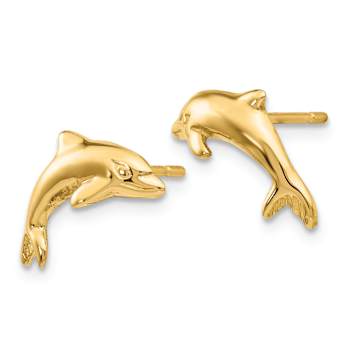14k Yellow Gold Dolphin Stud Earrings