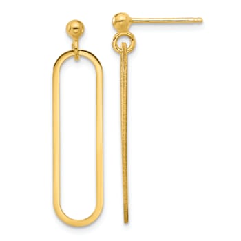 18K Yellow Gold Over Sterling Silver Polished Paperclip Dangle Earrings