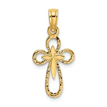 14k Yellow Gold Cut-Out Cross with Small Interior Cross Charm