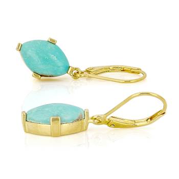 Turquoise 12x8mm Dangle Earrings In 18K Gold Over Sterling Silver