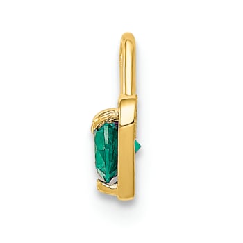 14K Yellow Gold Emerald Simulant Birthstone Heart Charm
