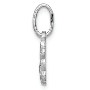 Rhodium Over Sterling Silver Pink Enameled Butterfly Children's Pendant