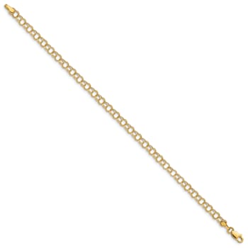10k Yellow Gold 4mm Double Link Charm Bracelet