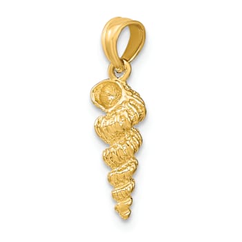 14k Yellow Gold Textured Mini Common Wentletrap Shell Pendant