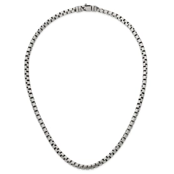 Sterling Silver Antiqued and Satin 5.0mm Box 24 Inch Chain