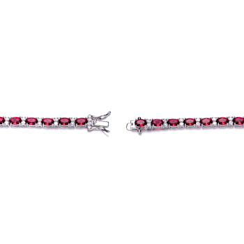 Ruby Color CZ Tennis Bracelet In Sterling Silver