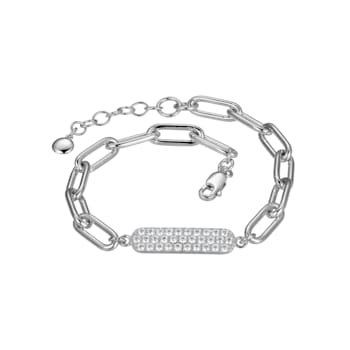 White Cubic Zirconia Platineve Paperclip Bracelet 1.24ctw