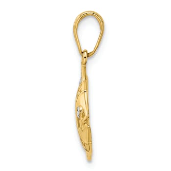 14K Two-tone Gold Diamond-Cut Fish Pendant