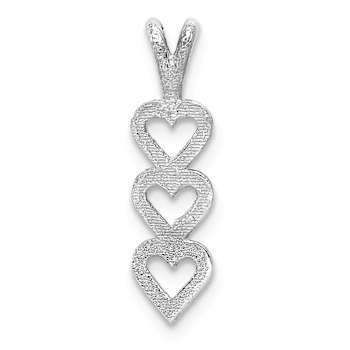 Rhodium Over 14k White Gold Textured Triple Heart Pendant