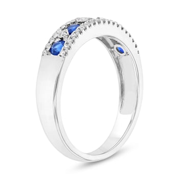 Sapphire and Diamond 14k White Gold Band Ring 0.66ctw
