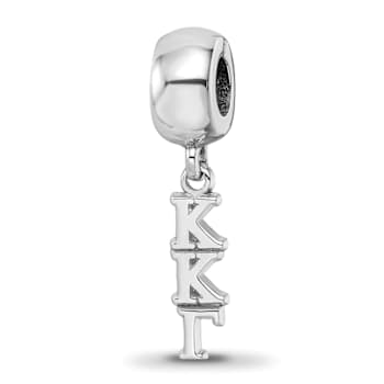 Rhodium Over Sterling Silver LogoArt Kappa Kappa Gamma Vertical Letter Bead