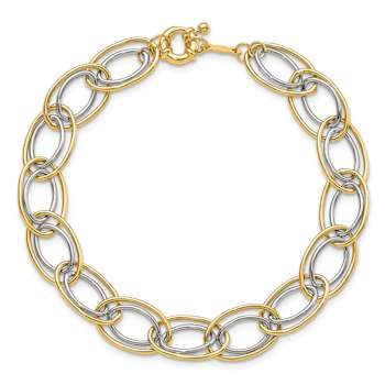14k Two-tone Gold Fancy Oval Link Bracelet
