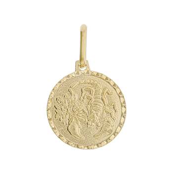 Scorpio Zodiac Medallion Pendant In Solid 14K Yellow Gold