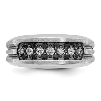 Rhodium Over 10K White Gold Men's Black and White Diamond Ring With
Black Rhodium 0.55ctw