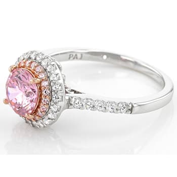 Pink And White Cubic Zirconia Platinum And 18K Rose Gold Over Silver
Ring 2.54ctw