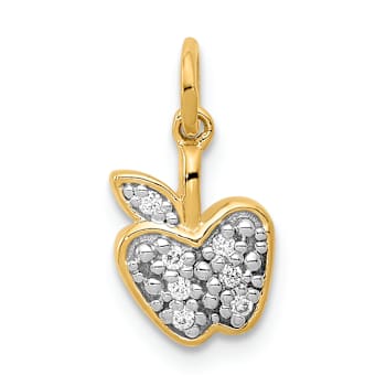 14K Two-tone Gold  Diamond Apple Charm