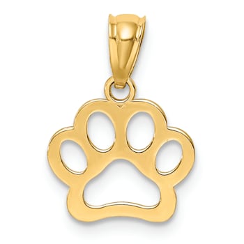 14K Yellow Gold Dog Paw Pendant