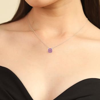 Ruby Sterling Silver Necklace, 16 Inches
