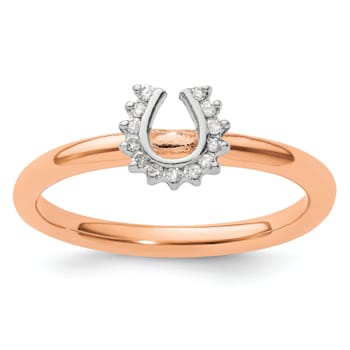 10K Rose Gold Over Sterling Silver Stackable Expressions Diamond
Horseshoe Ring 0.07ctw