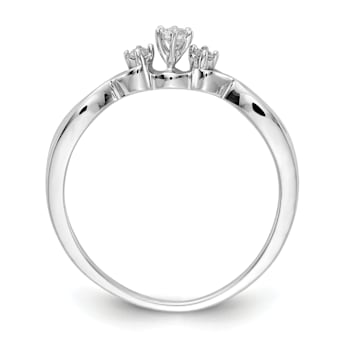 Rhodium Over 14K White Gold Lab Grown Diamond 3-Stone Complete Petite
Engagement Ring 0.1ctw