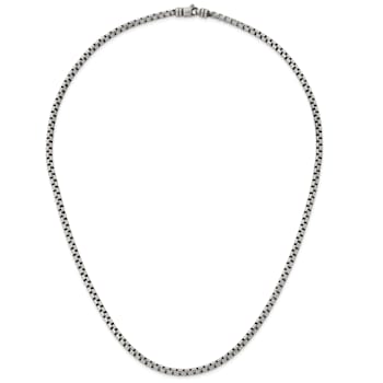 Sterling Silver Antiqued and Satin 3.2mm Box 16 Inch Chain