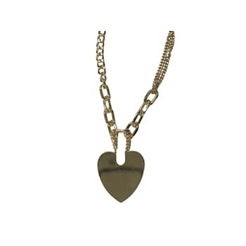 Gold Tone Heart Pendant Necklace.
