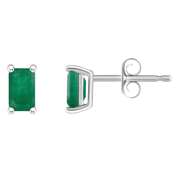 5x3mm Emerald Cut Emerald 14k White Gold Stud Earrings