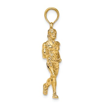 14k Yellow Gold 3D Polished and Textured Runner Charm