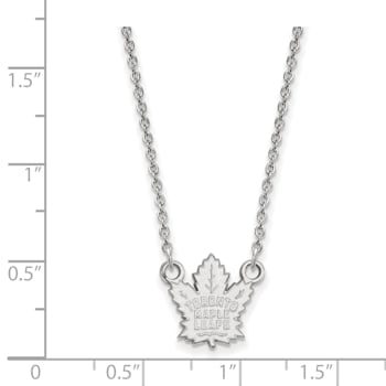 Rhodium Over Sterling Silver NHL LogoArt Toronto Maple Leafs Small Necklace