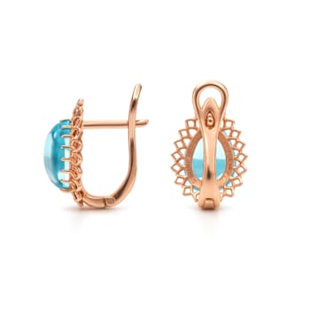 Blue Topaz 14K Rose Gold Over Sterling Silver Pear Drop Earrings