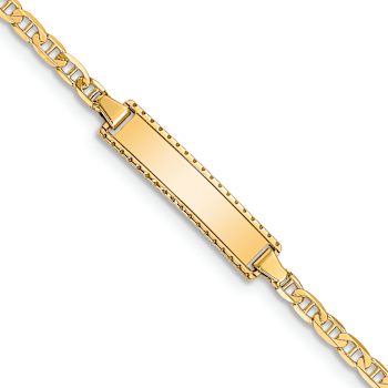 10k Yellow Gold Children's Flat Mariner Link ID Bracelet