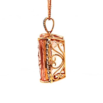 39.80 Ctw Morganite and 1.10 Ctw White Diamond Pendant in 18K RG