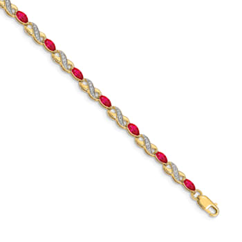 14k Yellow Gold and Rhodium Over 14k Yellow Gold Diamond and Ruby
Infinity Bracelet