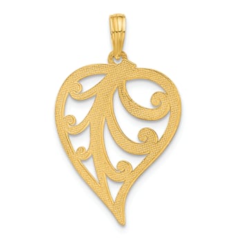 14k Yellow Gold Polished Leaf Pendant