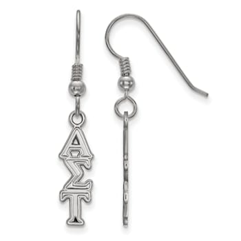 Rhodium Over Sterling Silver LogoArt Alpha Sigma Tau Small Dangle Earrings