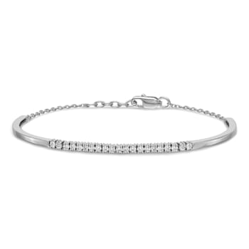 Rhodium Over 14k White Gold Diamond Bangle Bracelet