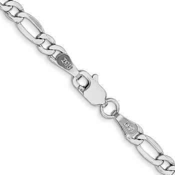 Rhodium Over 14k White Gold 3.5mm Figaro Link 18 Inch Chain