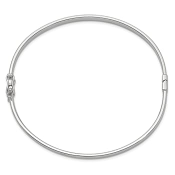 Rhodium Over 14K White Gold 4mm Hinged Bangle
