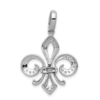 14K Two-tone Gold  Diamond Fleur-De-Lis Pendant