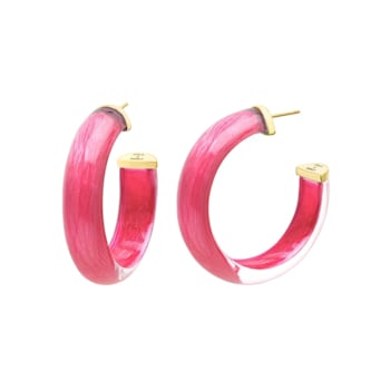 14K Yellow Gold Over Sterling Silver Small Illusion Acrylic Hoop
Earrings in Pink