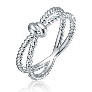 Infinity CZ Pave Band Ring In Rhodium Over Brass