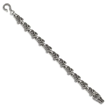Stainless Steel Antiqued Dragon 8.25-inch Bracelet