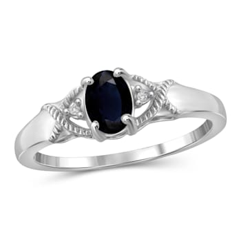 Black Sapphire with White Diamond Accent Rhodium Over Sterling Silver
Ring 0.56ctw