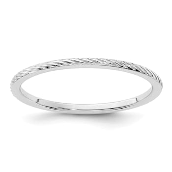 14K White Gold 1.2mm Twisted Wire Pattern Stackable Expressions Band