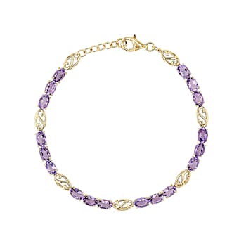 Amethyst Oval Tennis Bracelet In 18K Gold Over Sterling Silver 8.10ctw