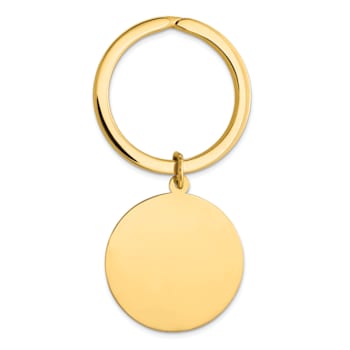 14K Yellow Gold Round High Polished Disc Key Ring