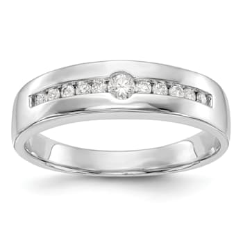 Rhodium Over 14K White Gold Lab Grown Diamond SI1/SI2, G H I, Men's Band