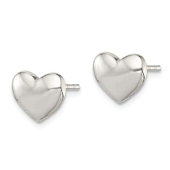 Sterling Silver Polished Heart Post Earrings