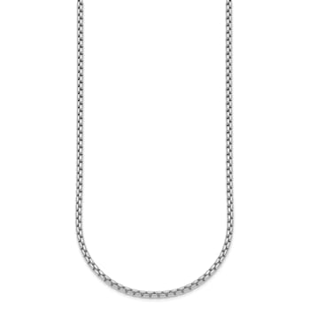 Rhodium Over Sterling Silver 2.7mm Box 24 Inch Chain